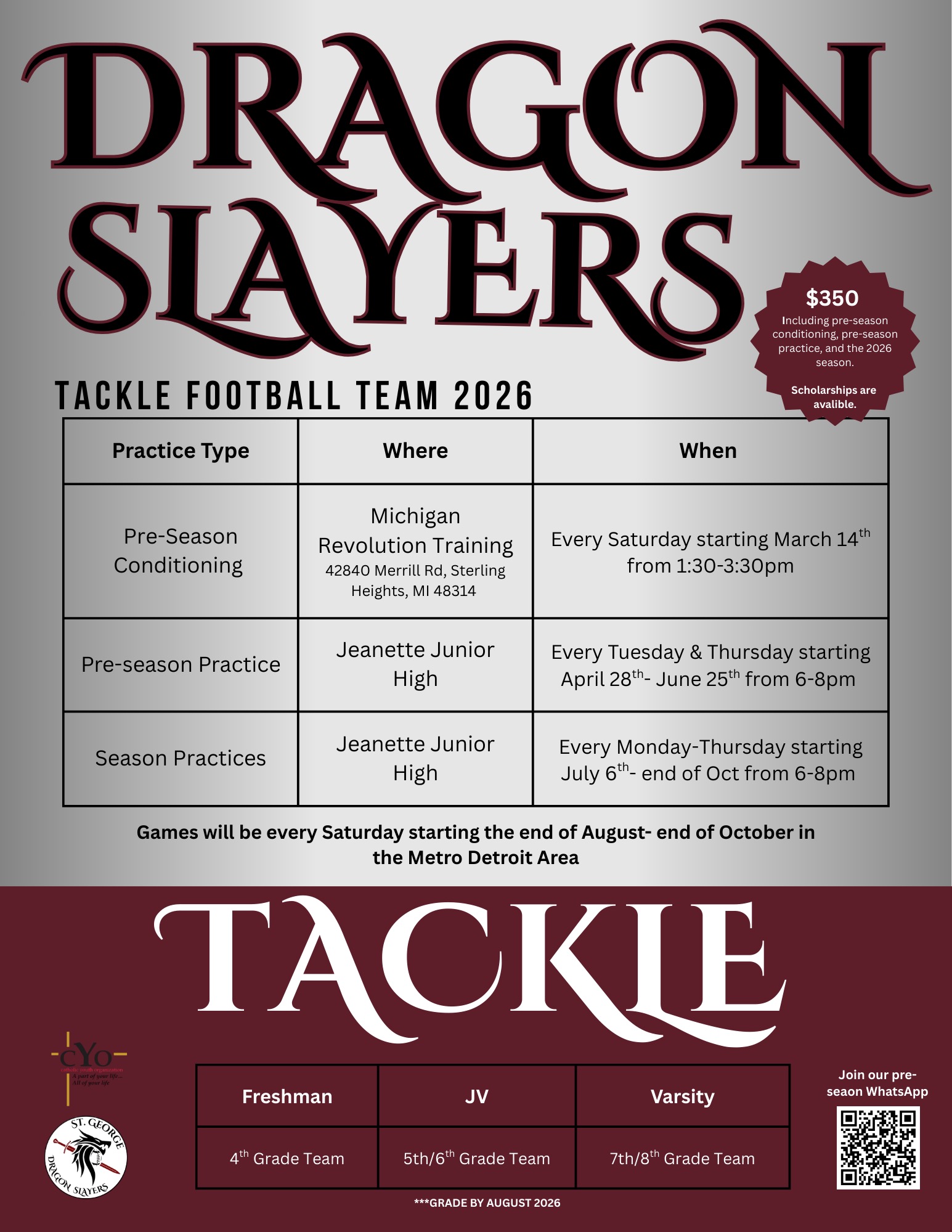 2026 Dragon Slayer Registration form 